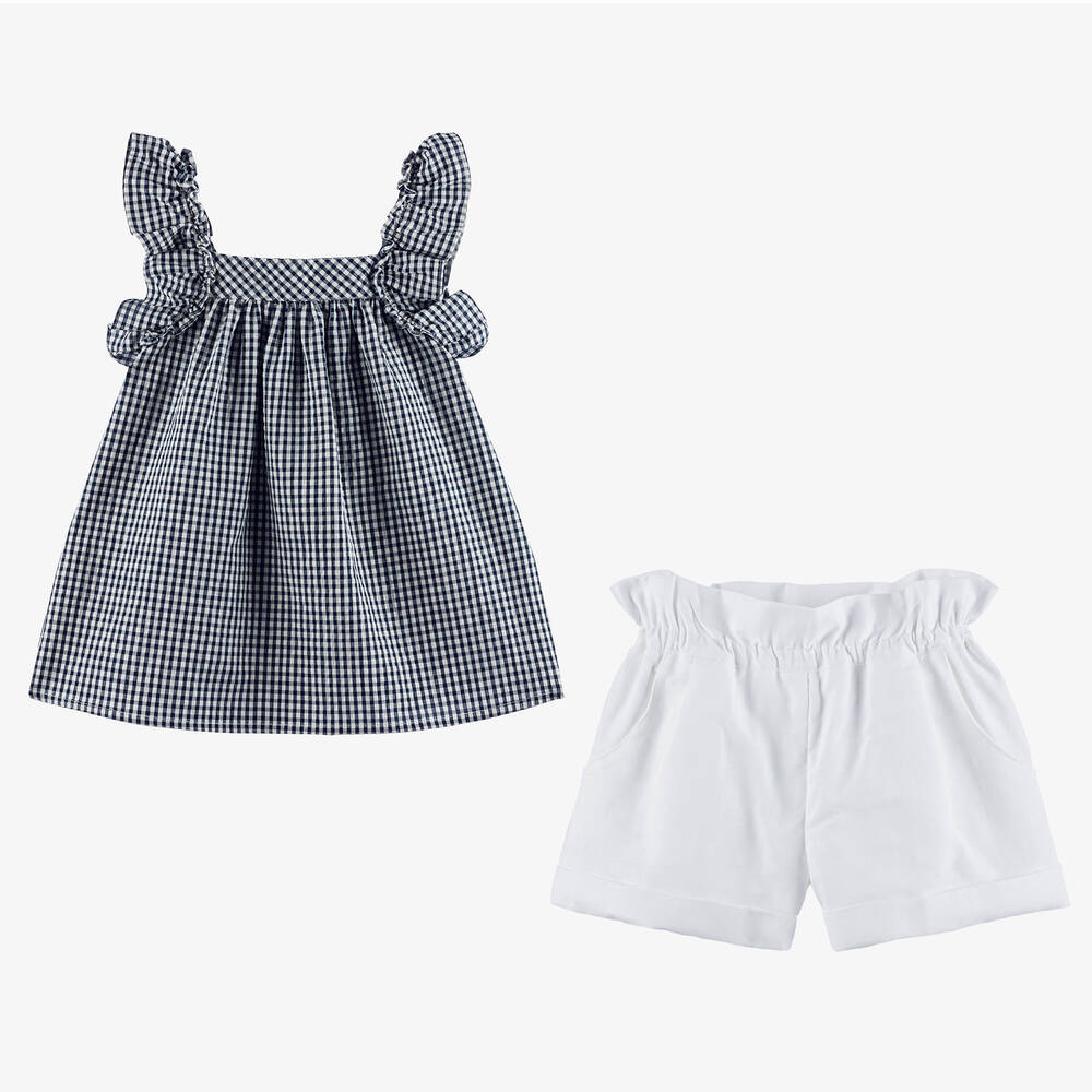 Paloma de la O-Girls Navy Blue & White Shorts Set | Childrensalon Outlet