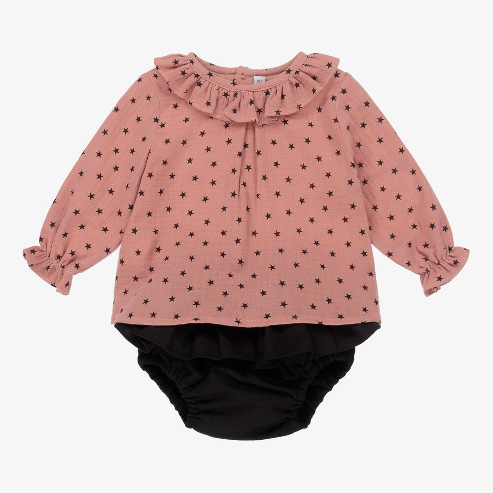 Paloma de la O - Girls Pink & Black Shorts Set | Childrensalon