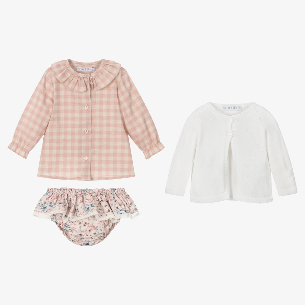 Paloma de la O-Розовый комплект с шортами из хлопка для девочек | Childrensalon Outlet