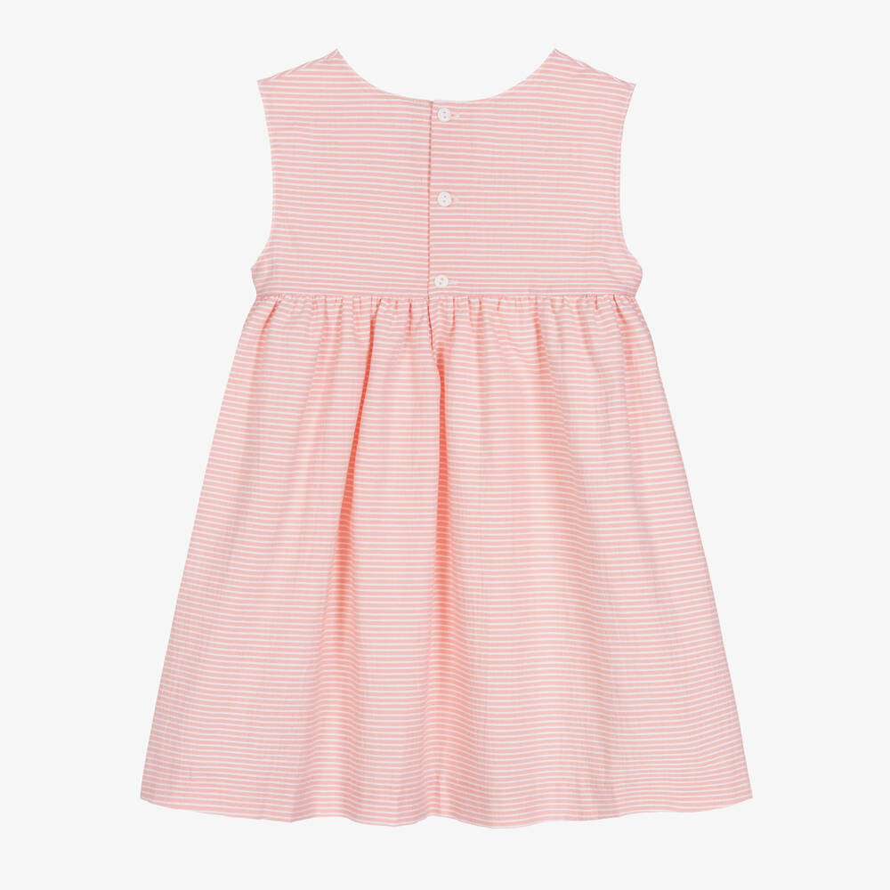 Paloma de la O-Girls Pink Cotton Striped Dress | Childrensalon Outlet