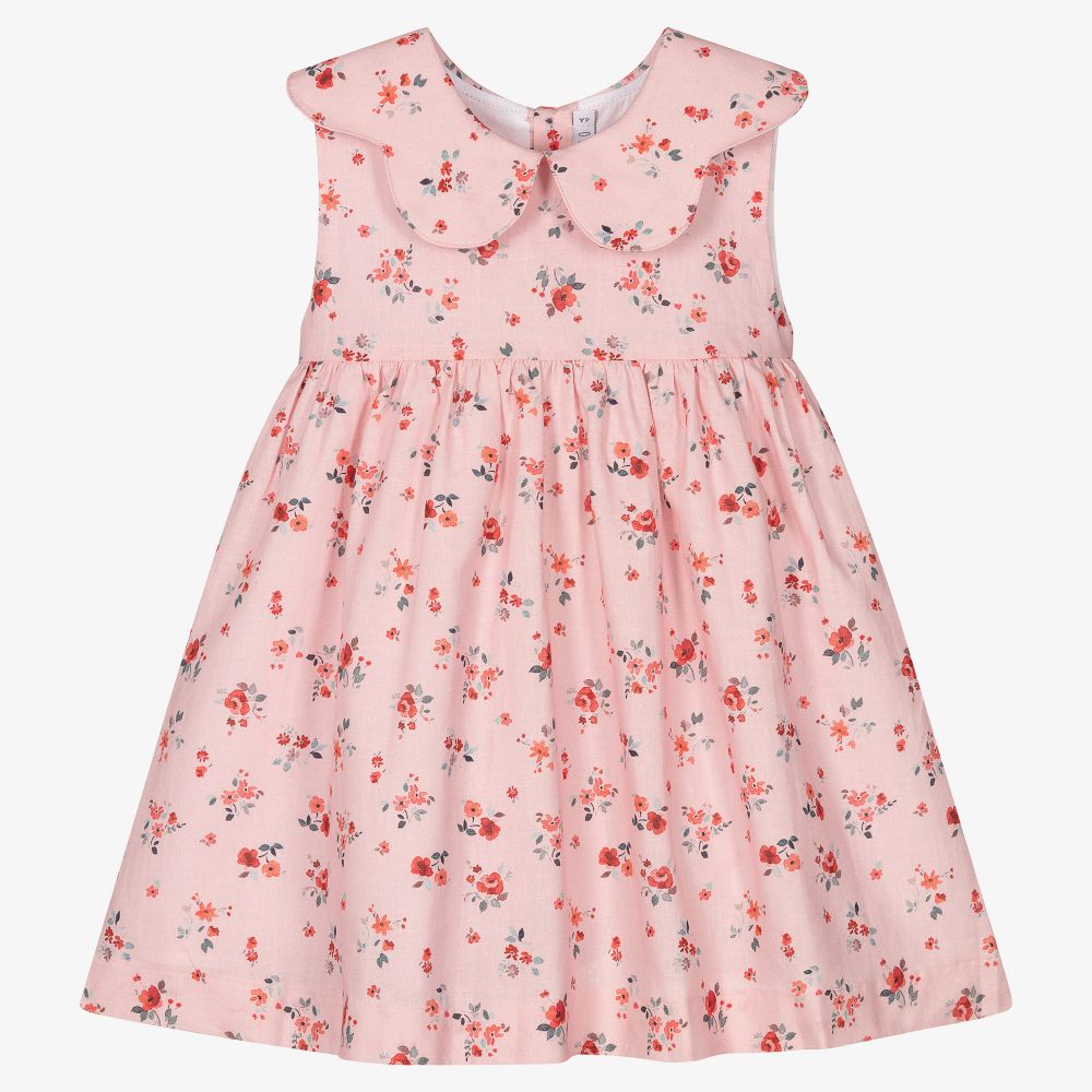 Paloma de la O - Розовое хлопковое платье в цветочек для девочек | Childrensalon