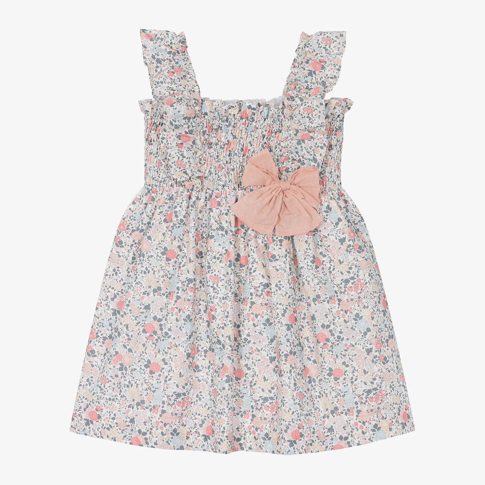Paloma de la O-Girls Pink Floral Cotton Dress | Childrensalon Outlet