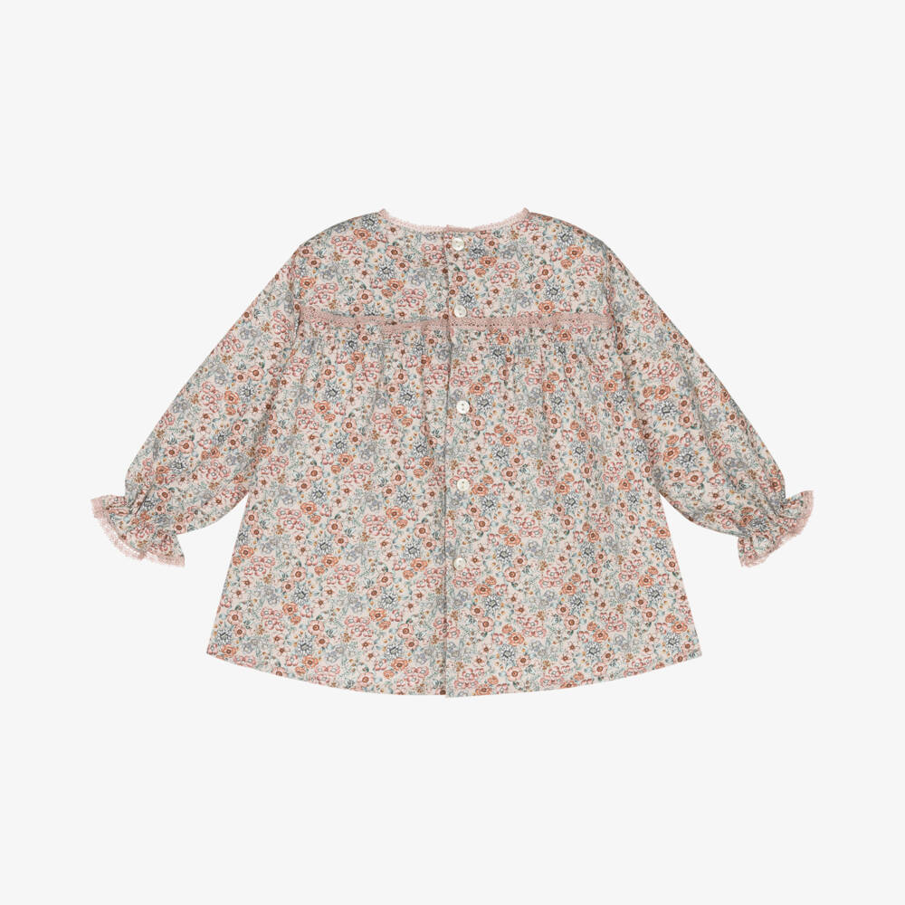 Paloma de la O-Girls Pink Floral Cotton Frock | Childrensalon Outlet