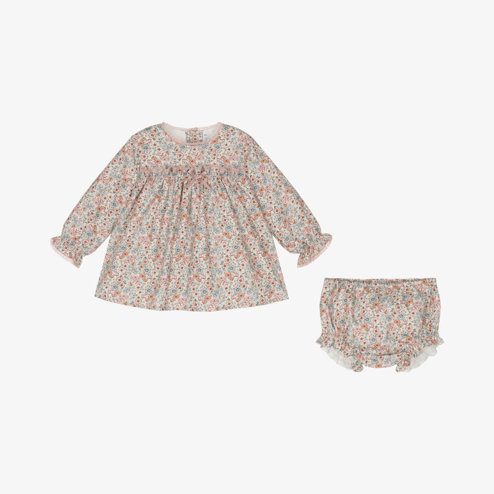 Paloma de la O-Girls Pink Floral Cotton Frock | Childrensalon Outlet