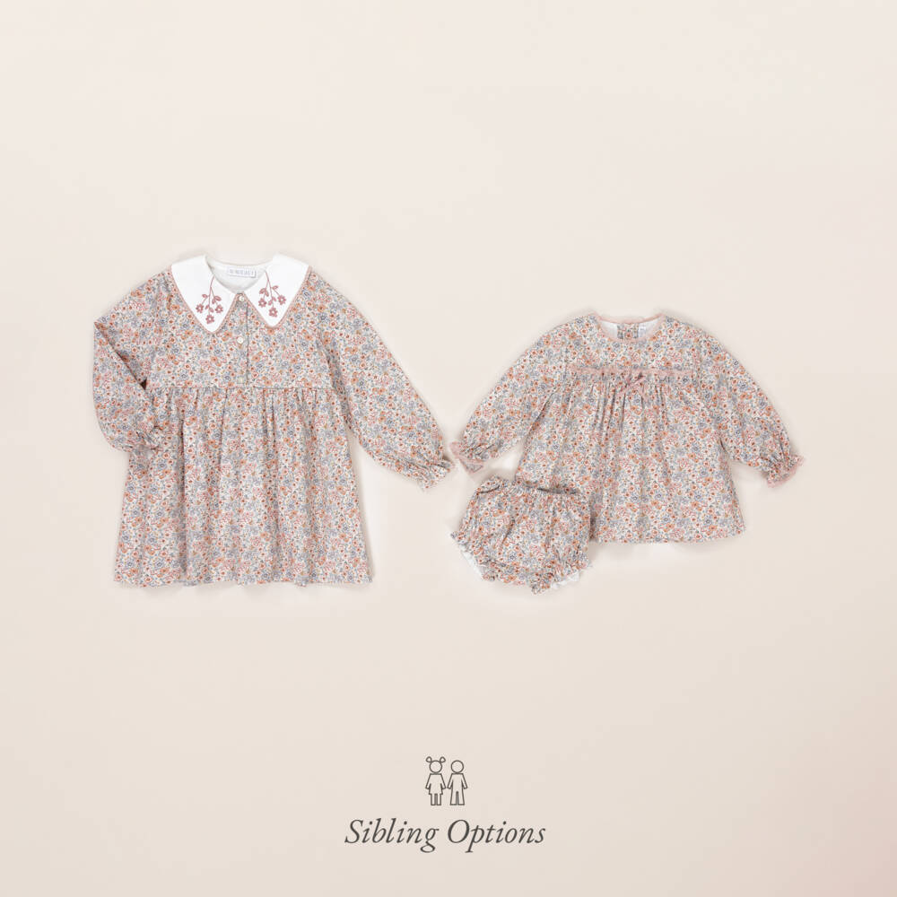 Paloma de la O-Girls Pink Floral Cotton Frock | Childrensalon Outlet
