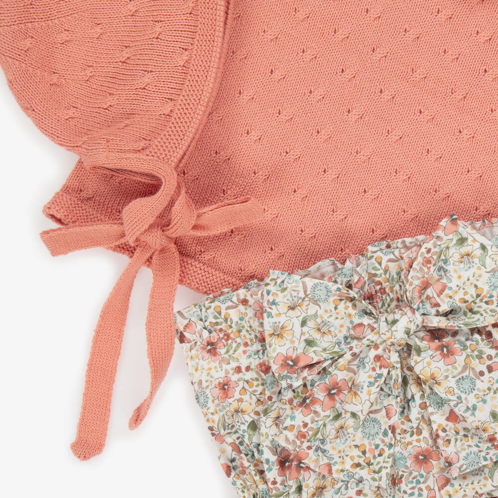Paloma de la O-Girls Pink Floral Knit Ensemble | Childrensalon Outlet