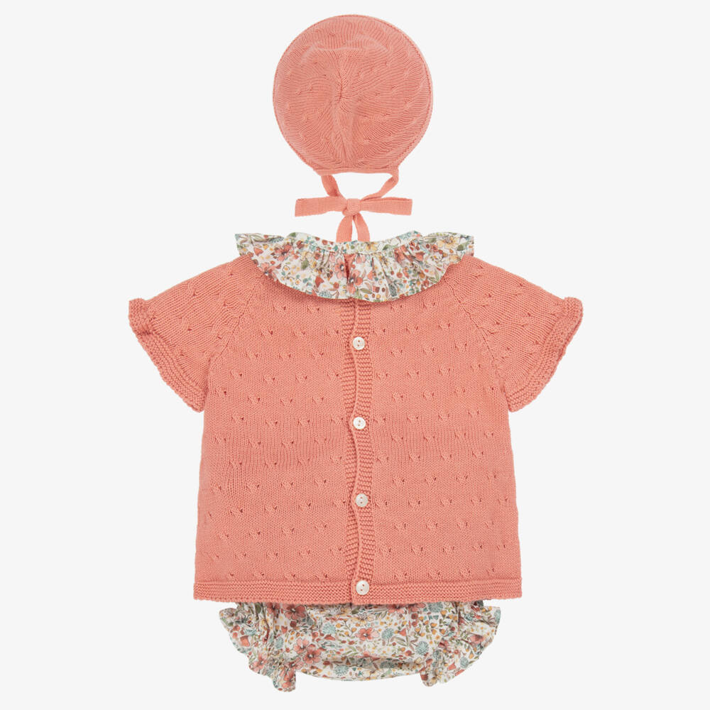 Paloma de la O-Girls Pink Floral Knit Ensemble | Childrensalon Outlet