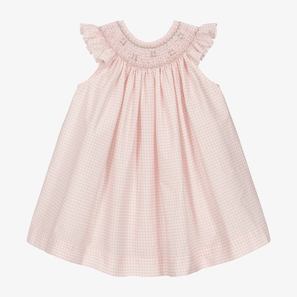 Paloma de la O - Rosa gesmoktes Baumwollkleid  | Childrensalon