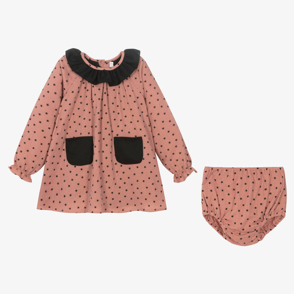 Paloma de la O-Розовое хлопковое платье со звездами | Childrensalon Outlet