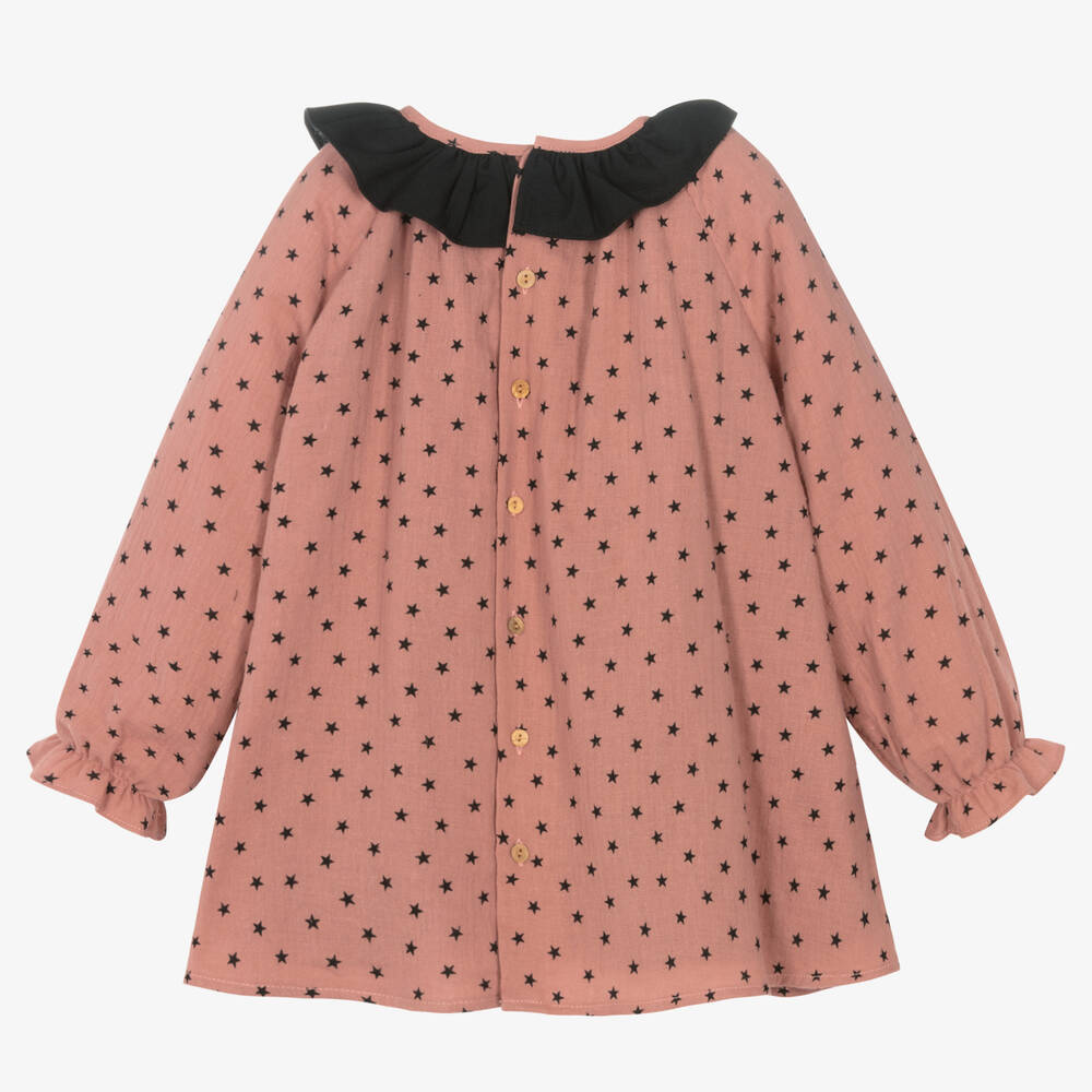 Paloma de la O-Розовое хлопковое платье со звездами | Childrensalon Outlet