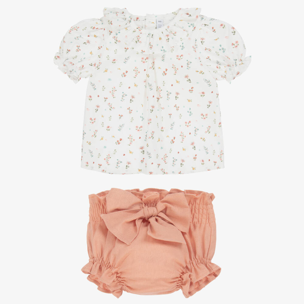Paloma de la O-Girls Pink & White Floral Ensemble | Childrensalon Outlet
