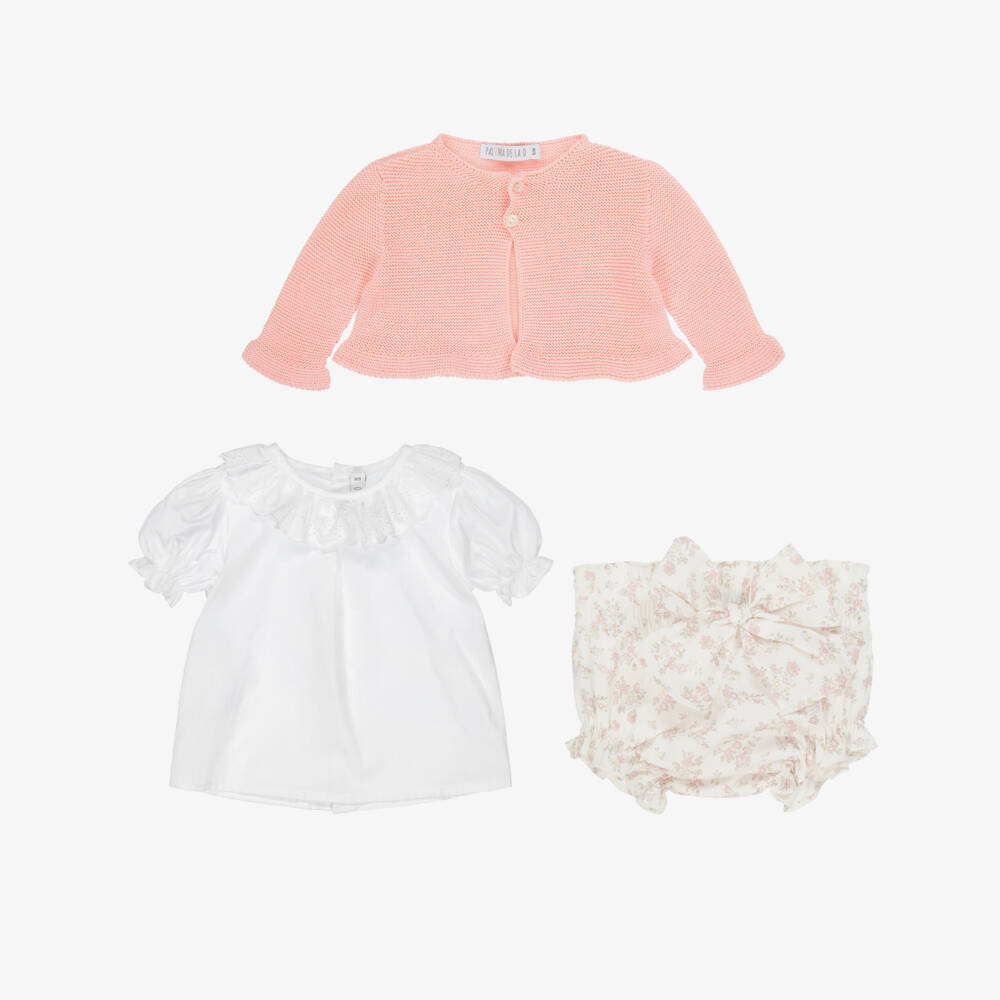 Paloma de la O-Girls Pink & White Floral Ensemble | Childrensalon Outlet