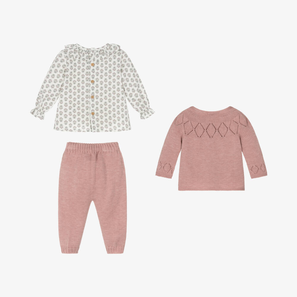 Paloma de la O-طقم بنطلون محبوك لون زهري للمولودات | Childrensalon Outlet