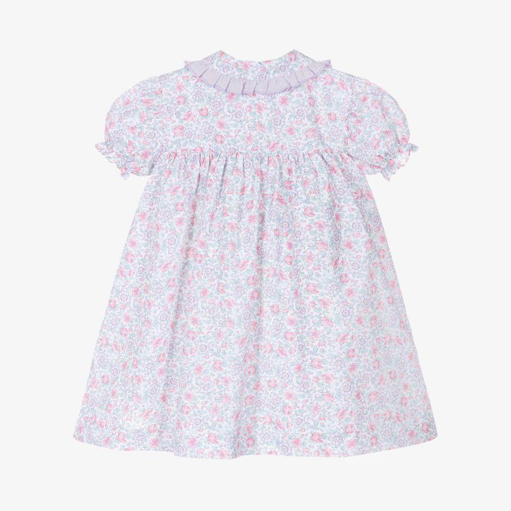 Paloma de la O-Girls Purple & Pink Floral Print Cotton Dress | Childrensalon Outlet