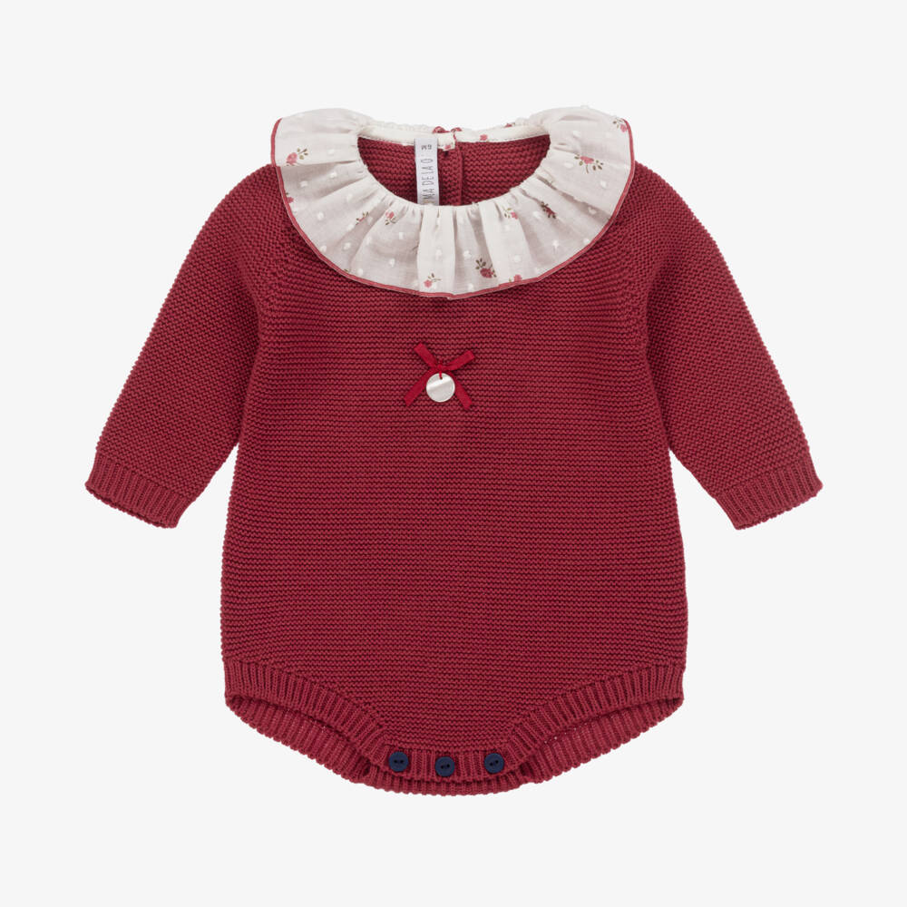Paloma de la O-Girls Raspberry Knit Romper | Childrensalon Outlet