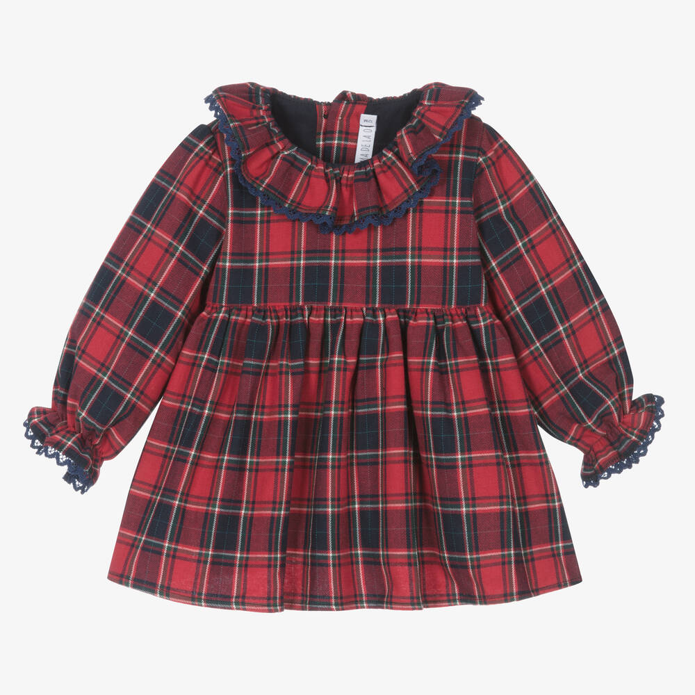 Paloma de la O-Girls Red Tartan Cotton Dress | Childrensalon Outlet