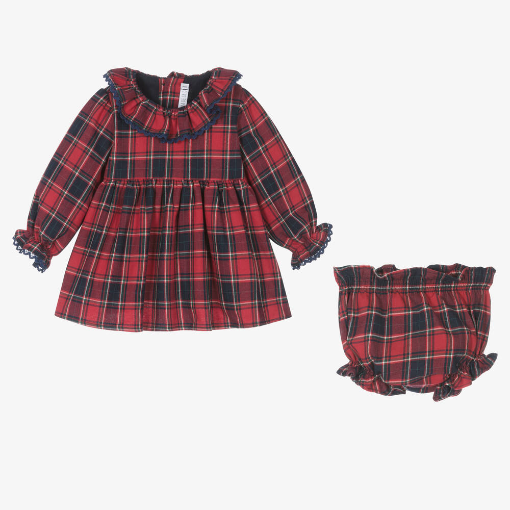 Paloma de la O-Girls Red Tartan Cotton Dress | Childrensalon Outlet