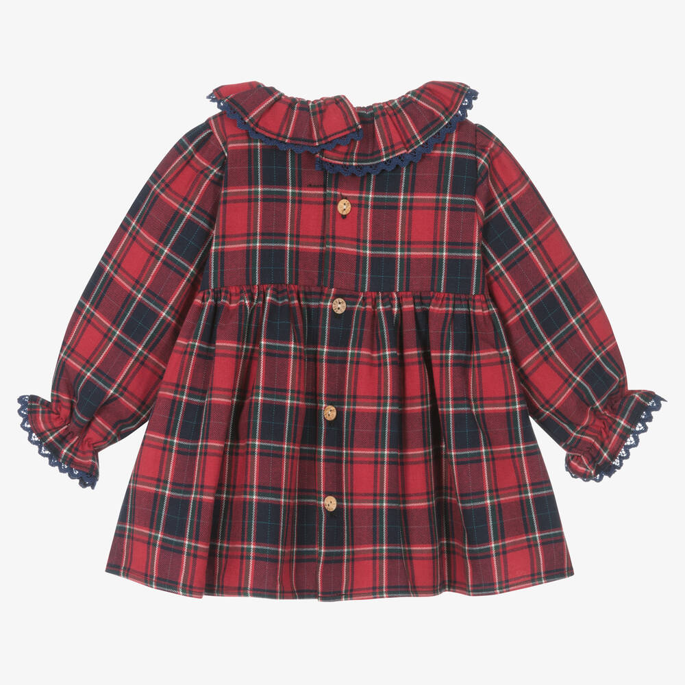 Paloma de la O-Girls Red Tartan Cotton Dress | Childrensalon Outlet