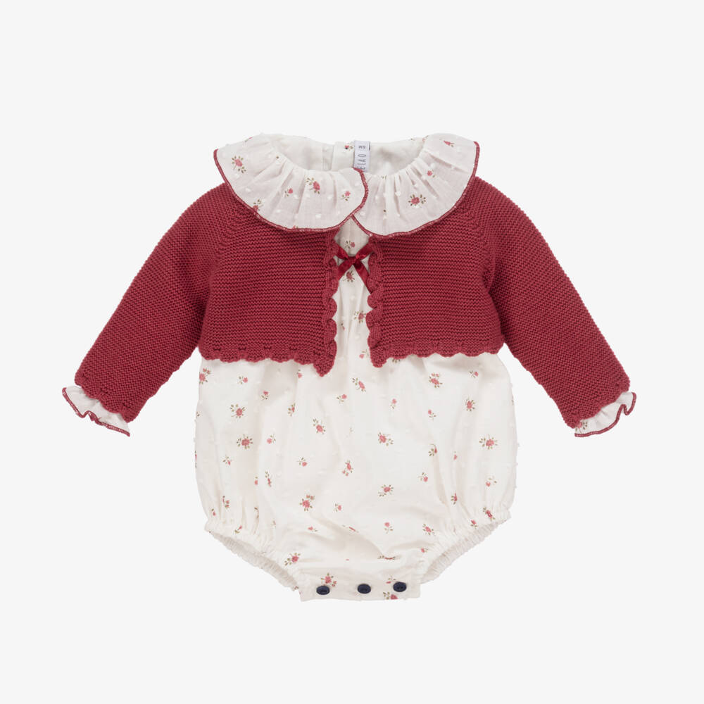 Paloma de la O-Girls Red & White Floral Set | Childrensalon Outlet