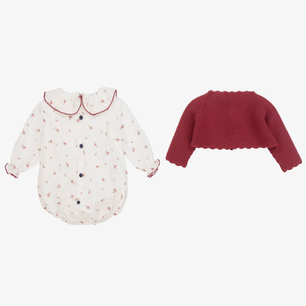Paloma de la O-Girls Red & White Floral Set | Childrensalon Outlet