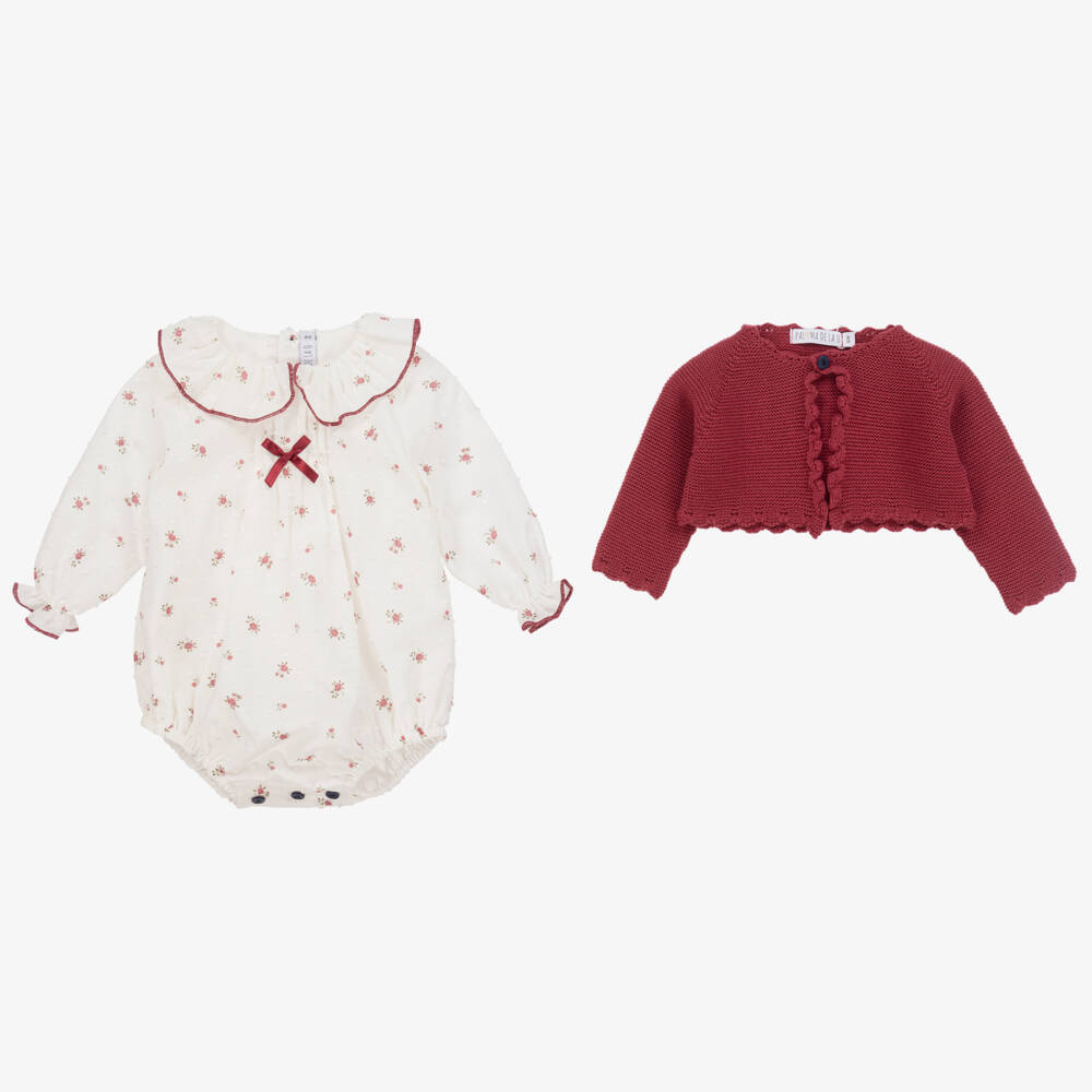 Paloma de la O-Girls Red & White Floral Set | Childrensalon Outlet
