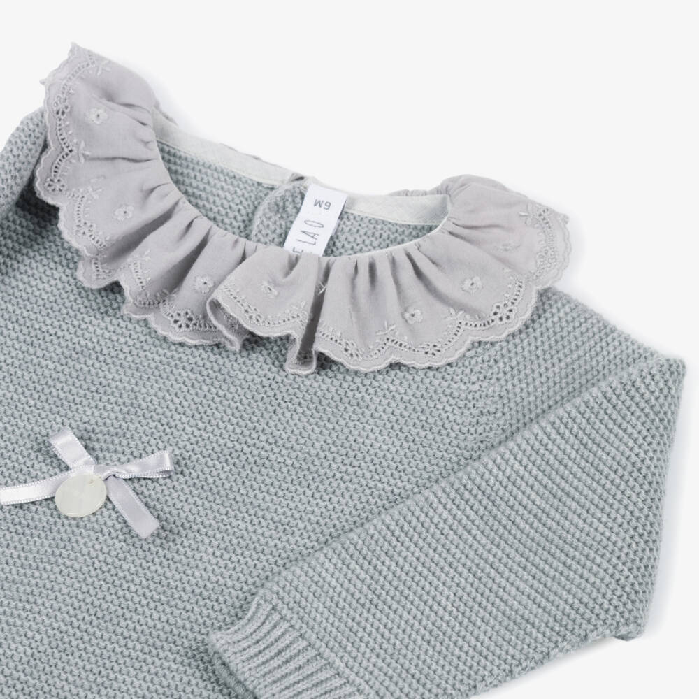 بالوما دي لا أو-بيبي غرو بناتي مزيج صوف محبوك لون رمادي | Childrensalon Outlet