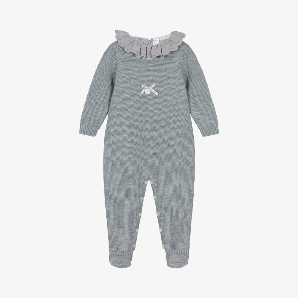 Paloma de la O-Girls Slate Wool Blend Babygrow | Childrensalon Outlet