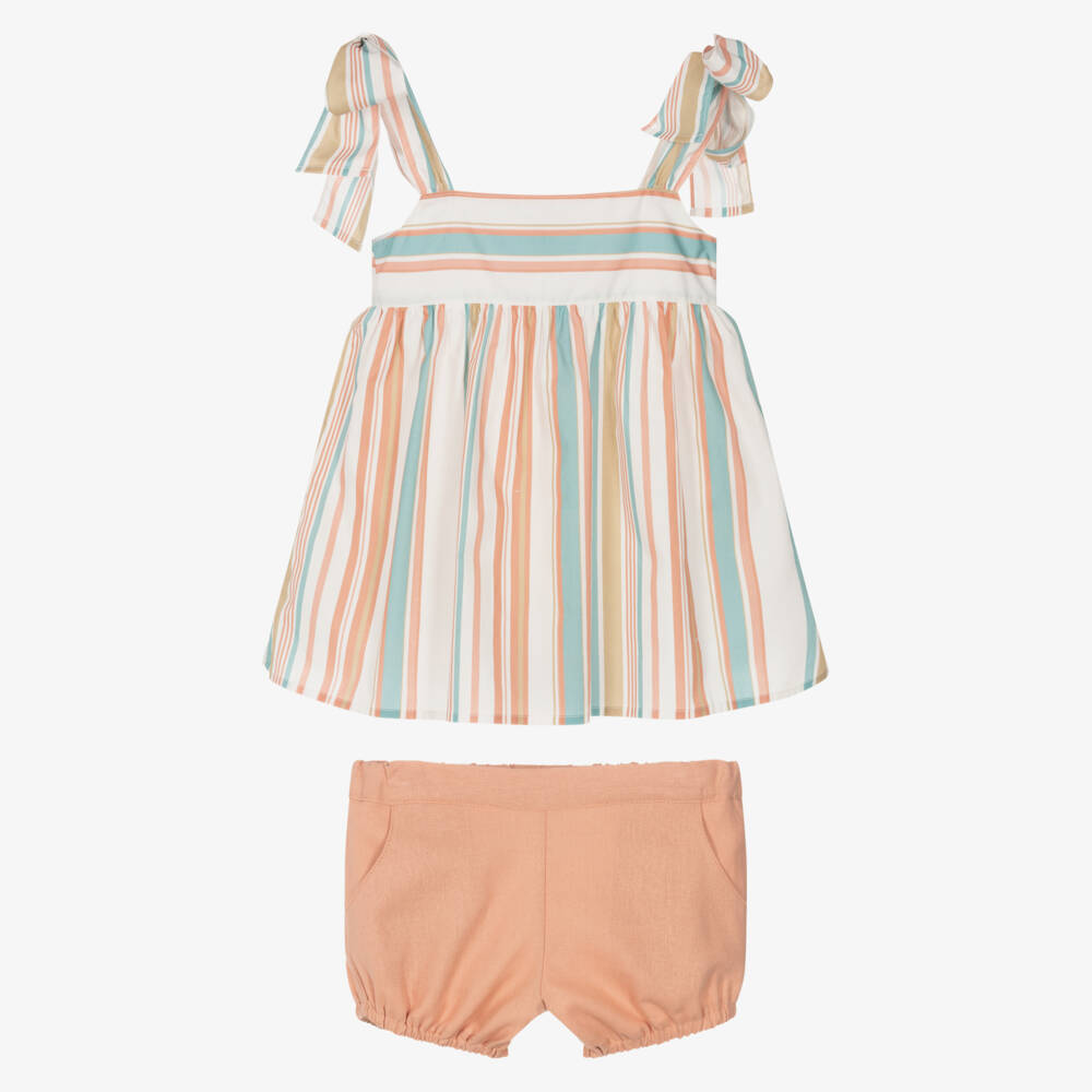 Paloma de la O-Яркий розовый полосатый ансамбль для девочек | Childrensalon Outlet