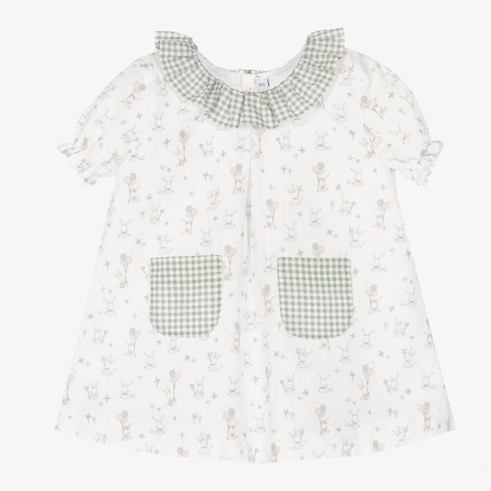 Paloma de la O - Girls White Cotton Rabbit Dress | Childrensalon