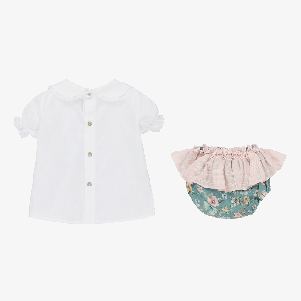 Paloma de la O-Girls White & Green Shorts Set | Childrensalon Outlet