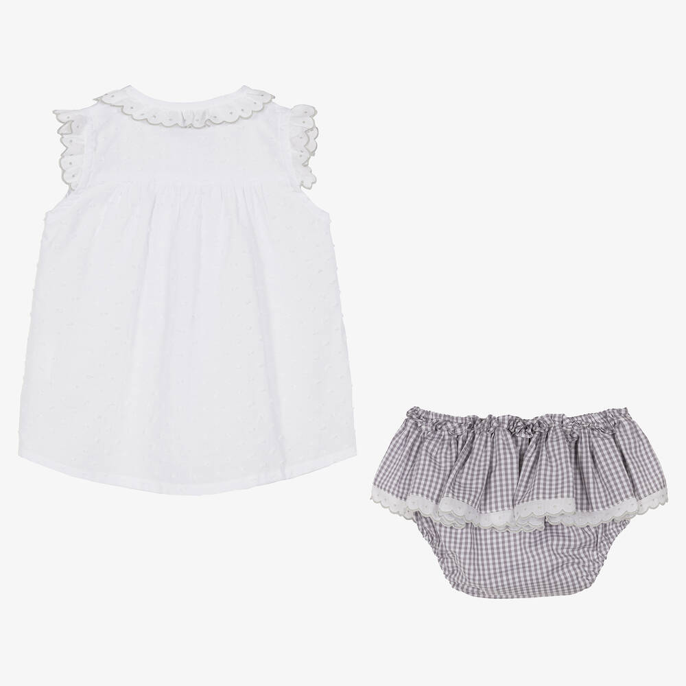Paloma de la O-Белый топ и серые шорты из хлопка | Childrensalon Outlet