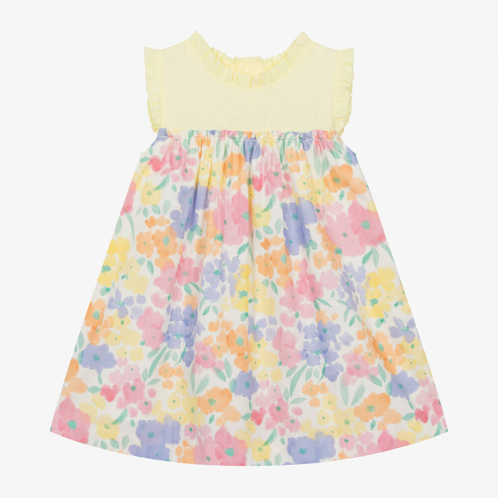 Paloma de la O-Girls Yellow Floral Cotton Dress | Childrensalon Outlet