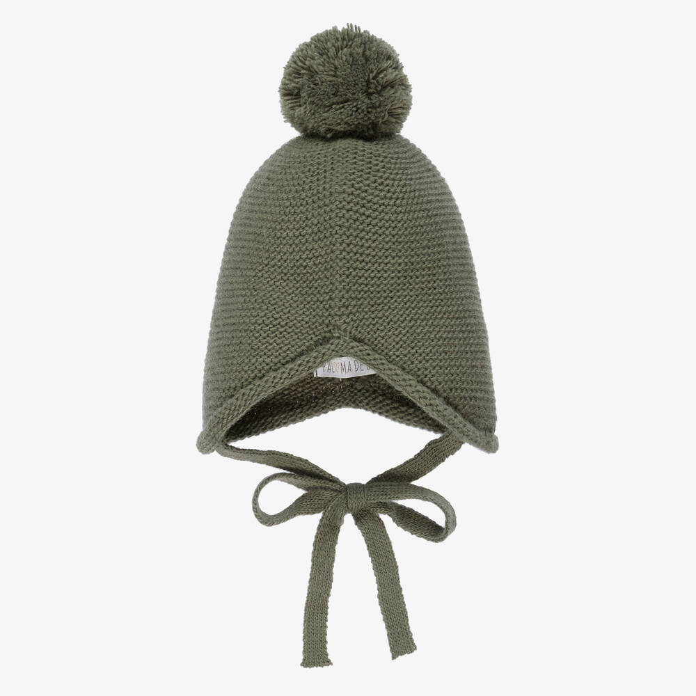 Paloma de la O - Green Knitted Pom-Pom Hat | Childrensalon