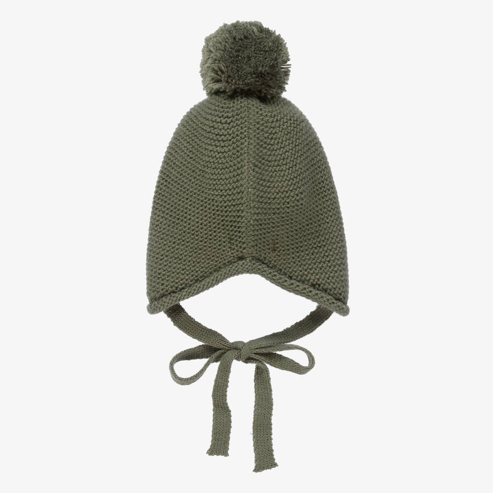 Paloma de la O-Green Knitted Pom-Pom Hat | Childrensalon Outlet