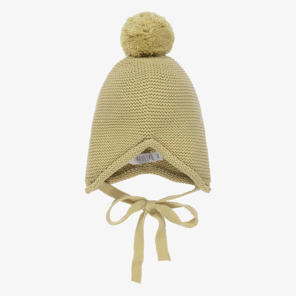 Paloma de la O - Green Knitted Pom-Pom Hat | Childrensalon