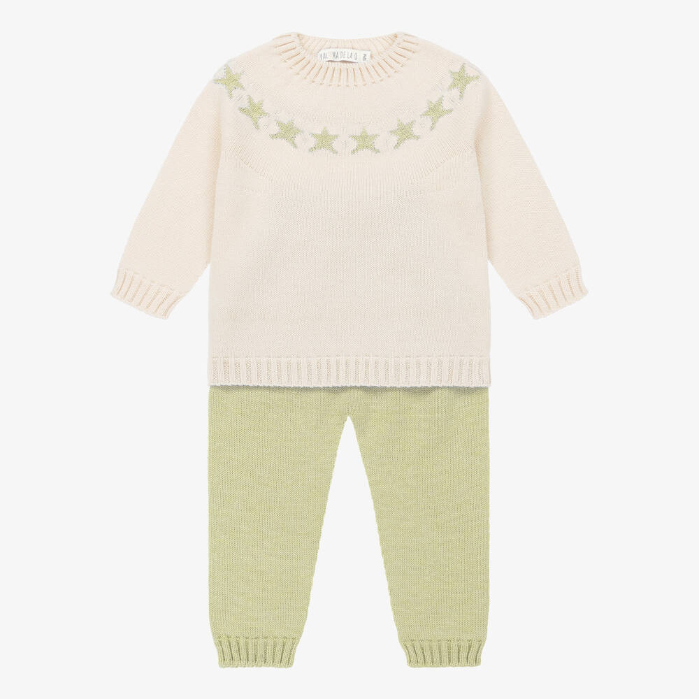Paloma de la O - Green Knitted Trouser Set | Childrensalon
