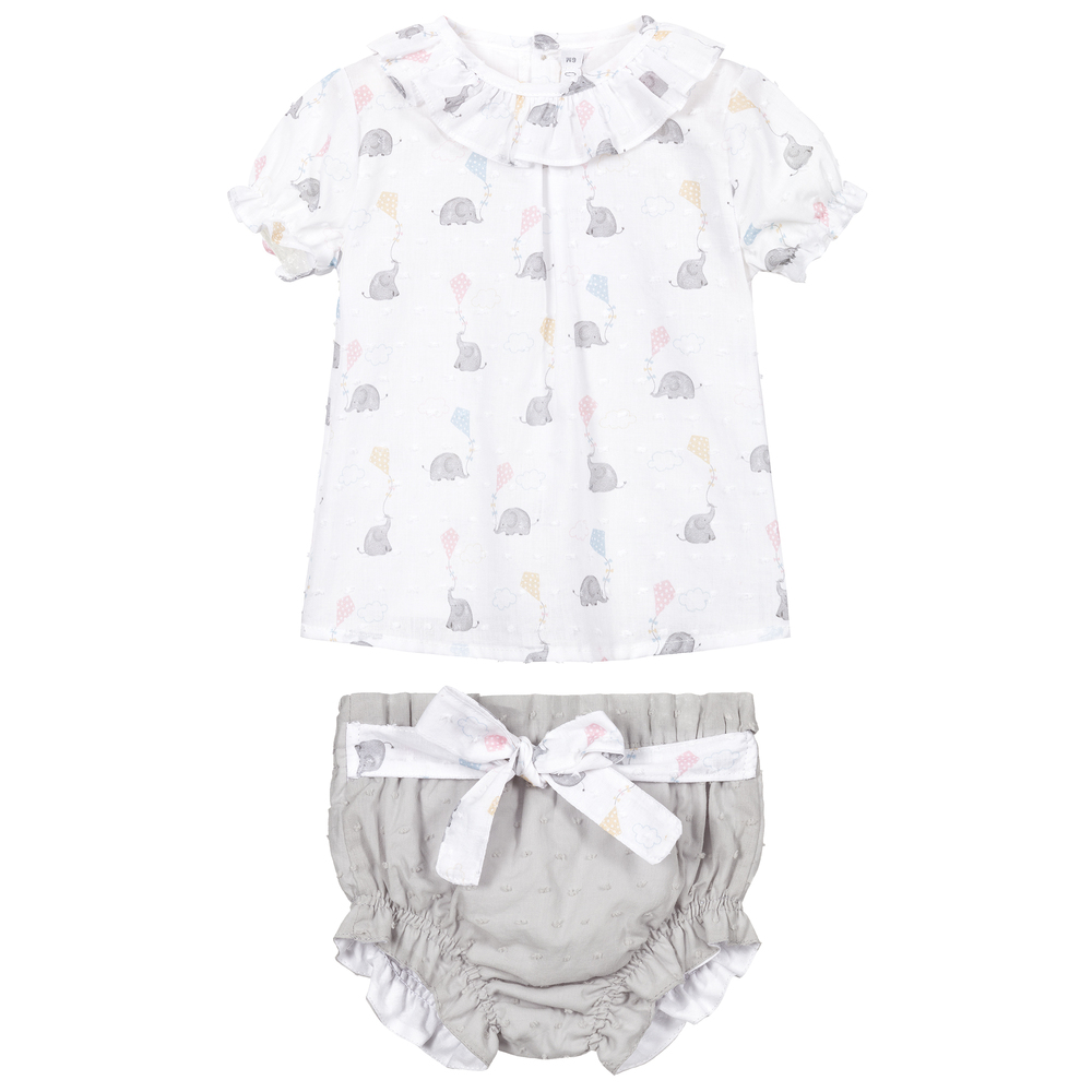 بالوما دي لا أو-طقم شورت وتوب قطن لون رمادي للبنات | Childrensalon Outlet