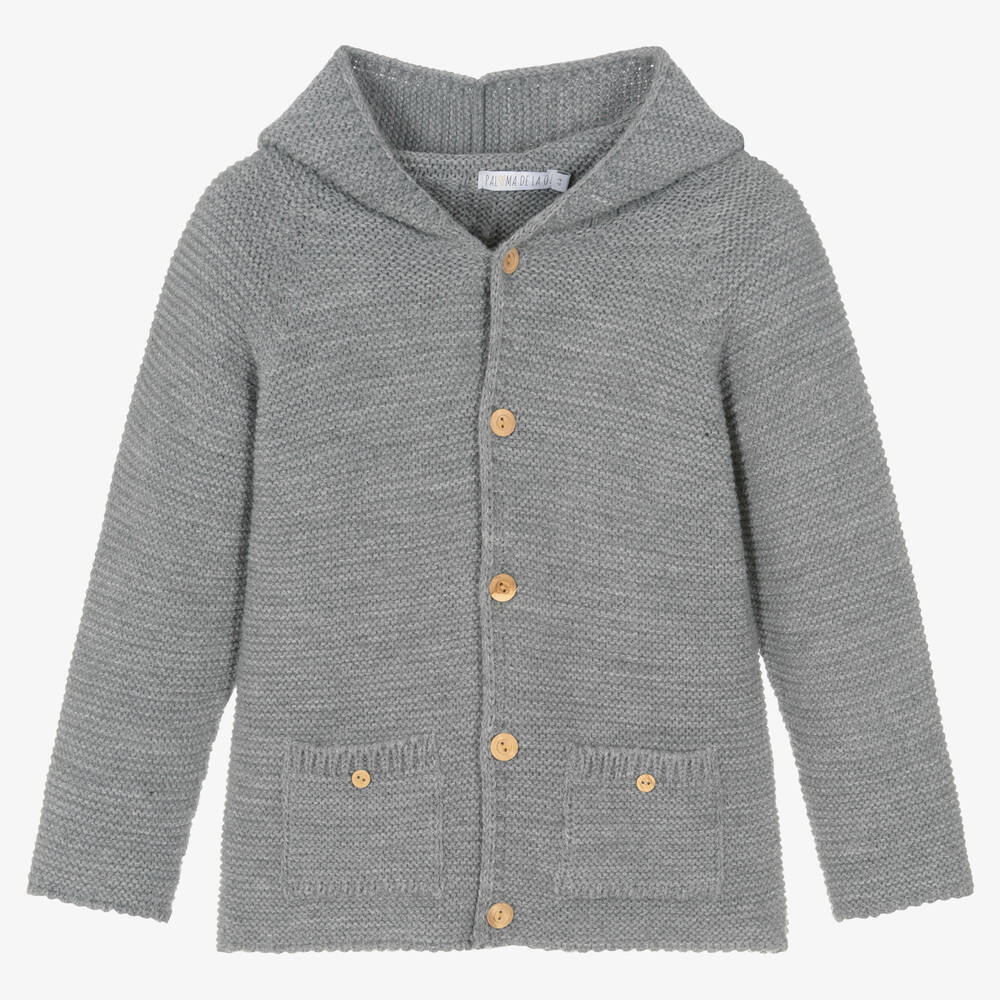 Paloma de la O - Cardigan à capuche gris en maille | Childrensalon