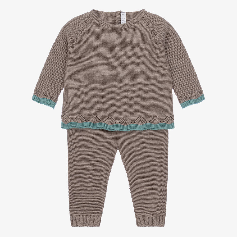 Paloma de la O - Grey Knitted Baby Trouser Set | Childrensalon