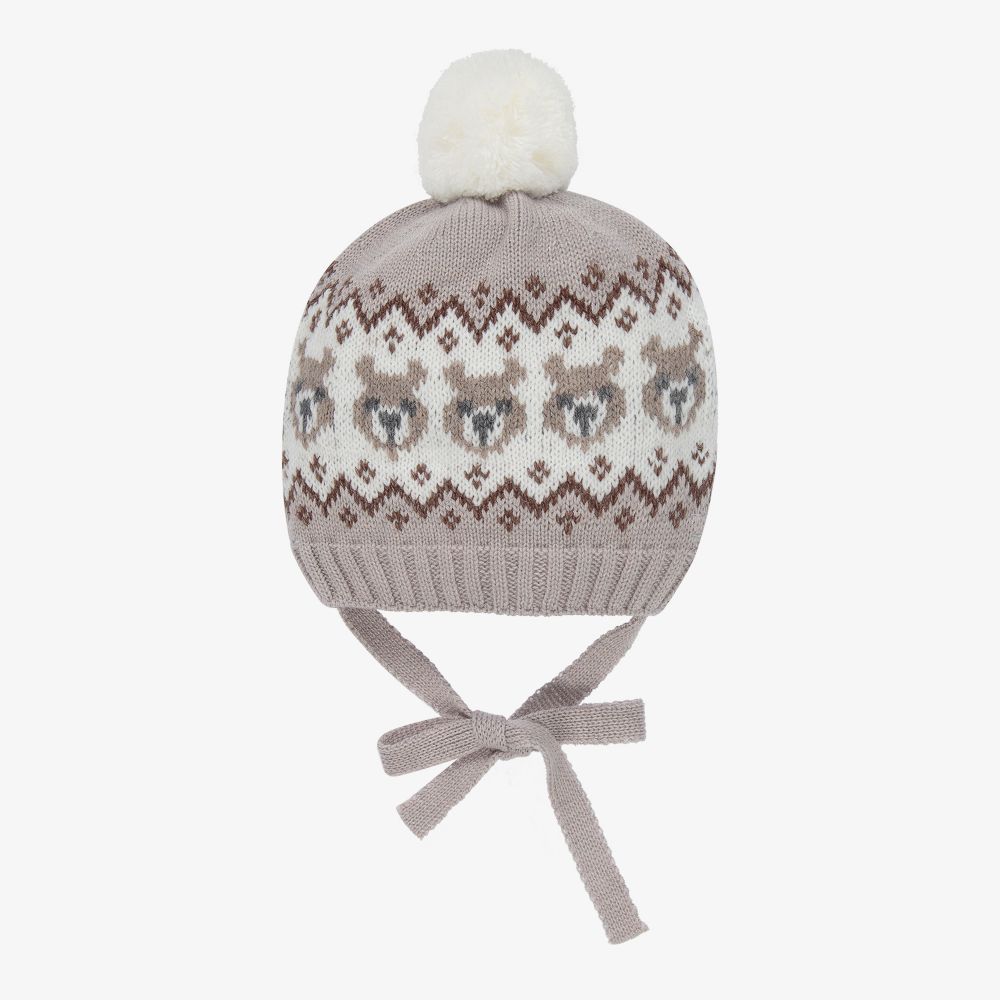 Paloma de la O - Grey Knitted Bear Hat | Childrensalon