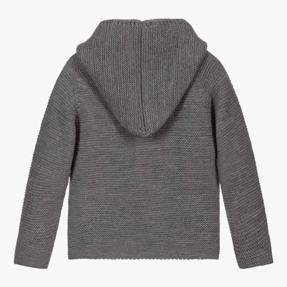 Paloma de la O-Grey Knitted Hooded Jacket | Childrensalon Outlet