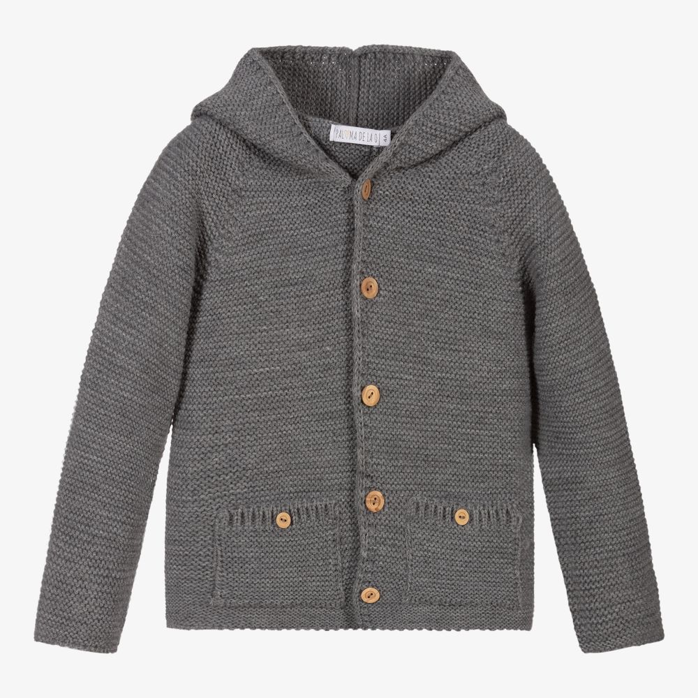 Paloma de la O - Graue Strickjacke mit Kapuze | Childrensalon