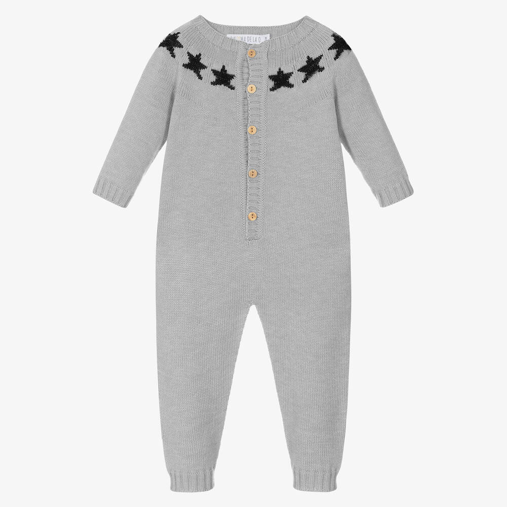 Paloma de la O - Grey Knitted Romper  | Childrensalon