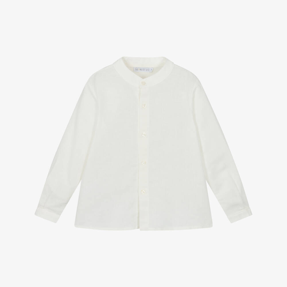 Paloma de la O-Кремовый топ без воротника из льняной смеси | Childrensalon Outlet