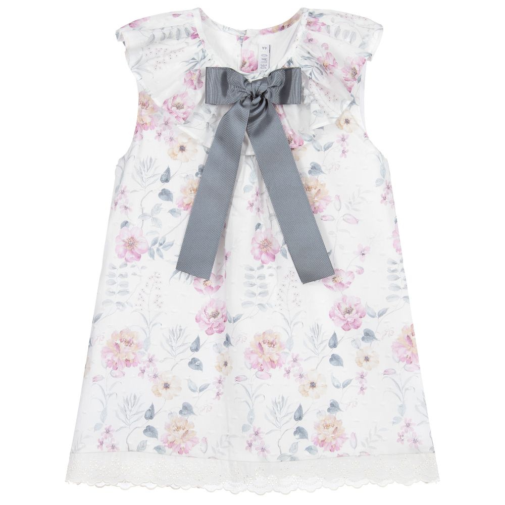 Paloma de la O - Кремовое хлопковое платье в цветочек | Childrensalon