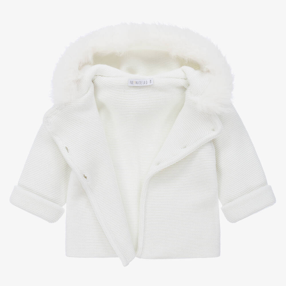 بالوما دي لا أو-جاكيت هودي مزيج أكريليك محبوك لون عاجي | Childrensalon Outlet