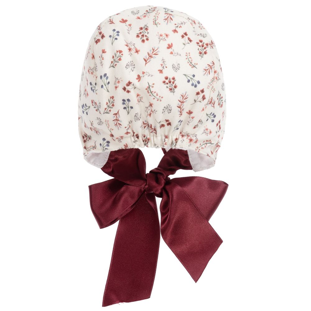 Paloma de la O-قبعة بونيه قطن لون عاجي و أحمر للبنات | Childrensalon Outlet