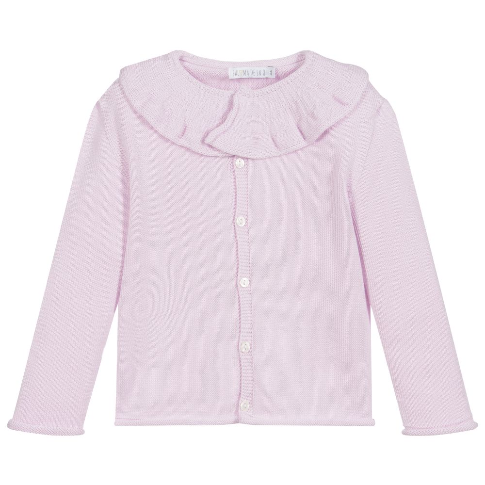 Paloma de la O-كارديغان مزيج قطن محبوك لون بنفسجي فاتح | Childrensalon Outlet