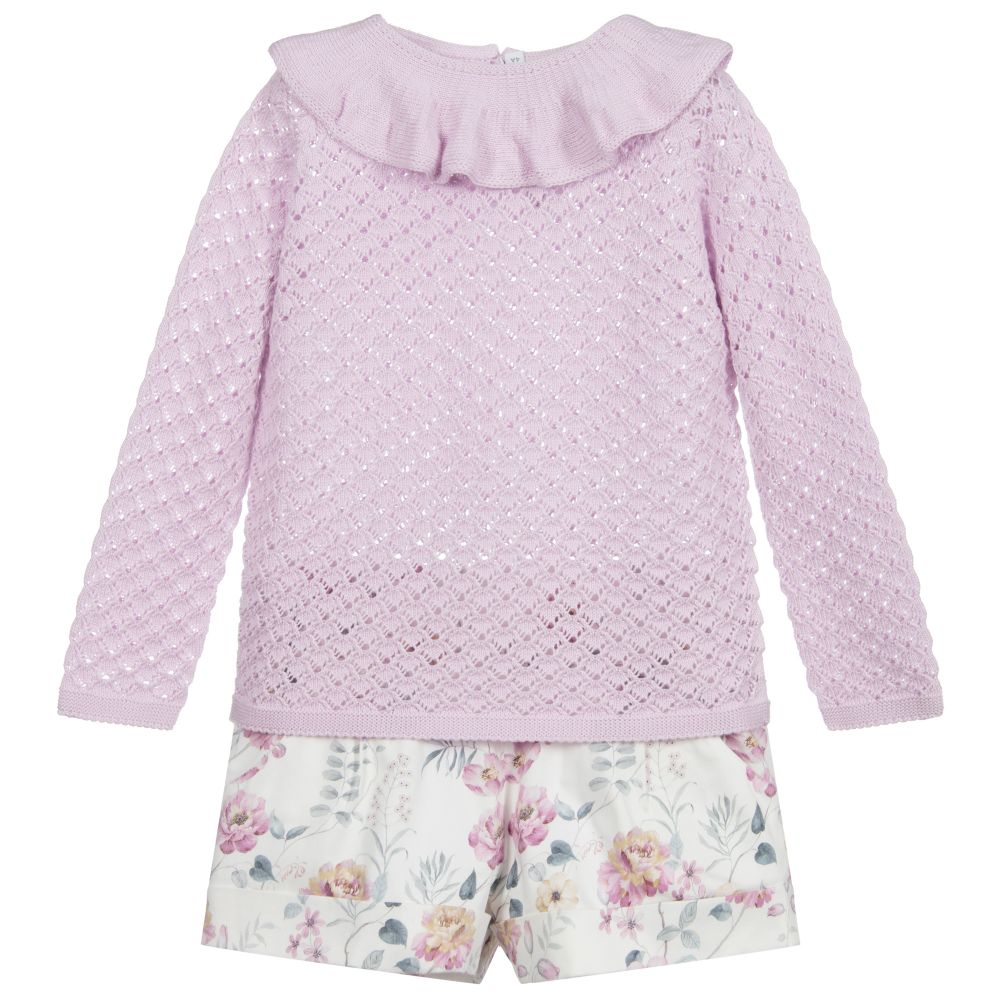 Paloma de la O - Lilac Sweater & Shorts Set | Childrensalon