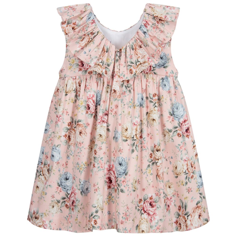 بالوما دي لا أو-فستان قطن لون زهري بطبعة ورود | Childrensalon Outlet